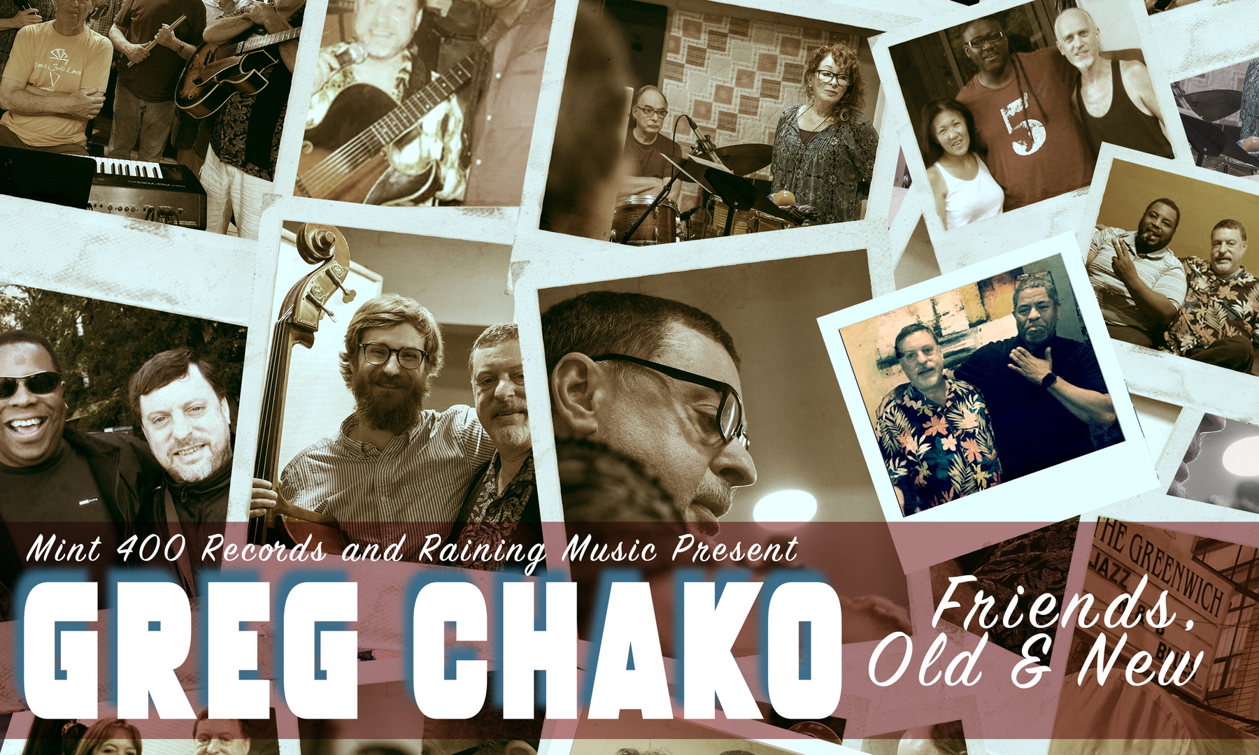 Friends, Old & New by Greg Chako: banner with the album’s photo-collage artwork