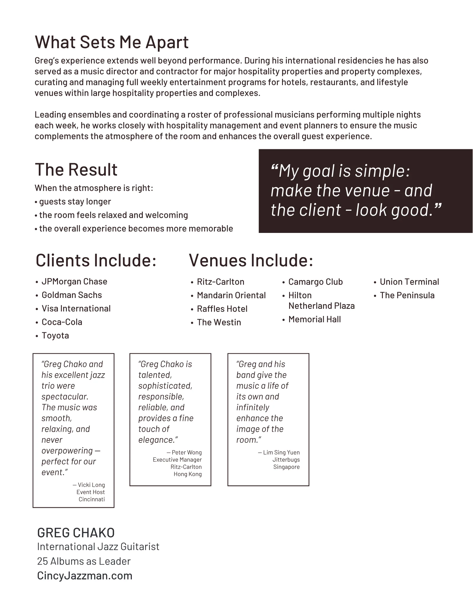 CincyJazzman corporate and hospitality one-sheet, page 2 of 2
