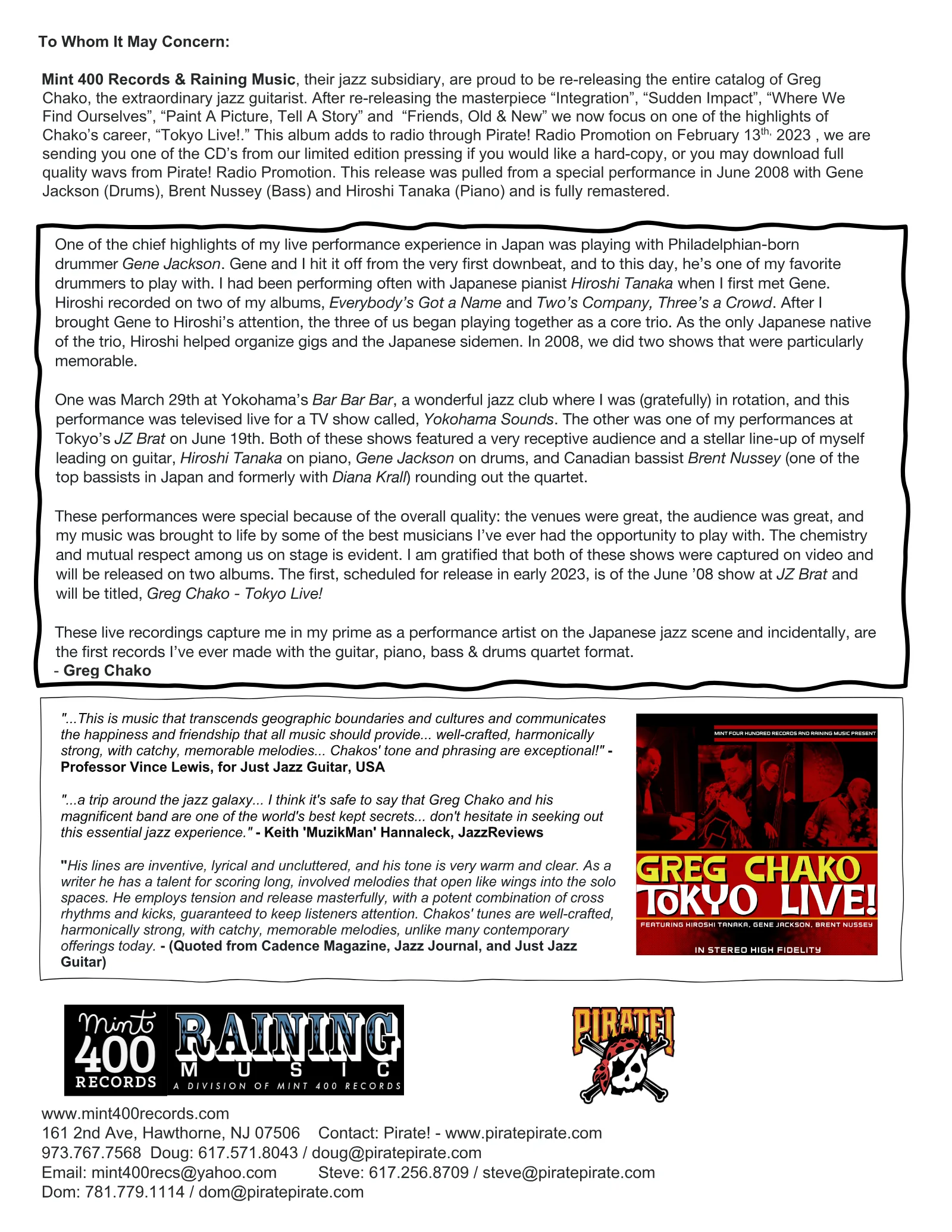 Tokyo Live! one-sheet, page 1