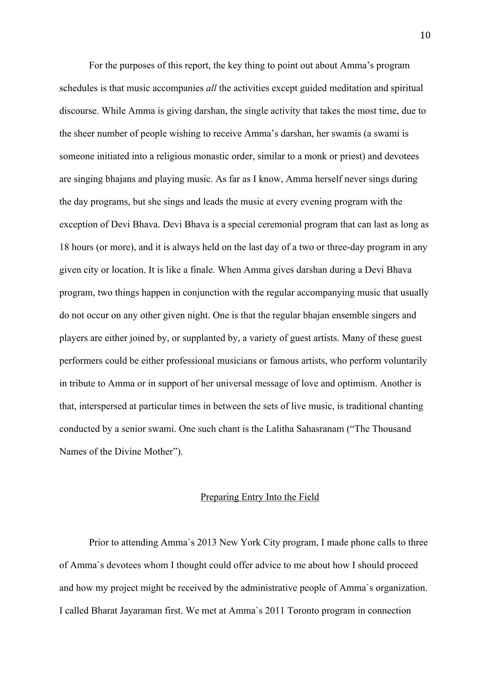 A Study of Bhajan Ensembles at Spiritual Programs of Mata Amritanandamayi Devi (academic paper), page 10 of 77