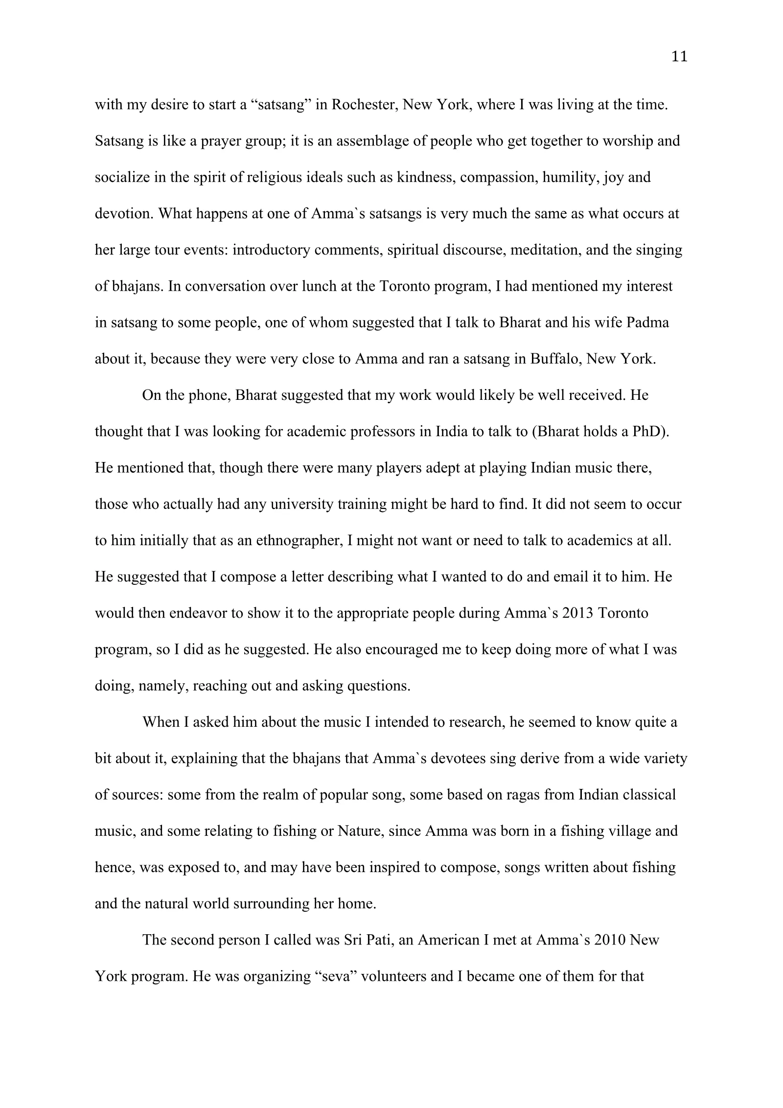 A Study of Bhajan Ensembles at Spiritual Programs of Mata Amritanandamayi Devi (academic paper), page 11 of 77