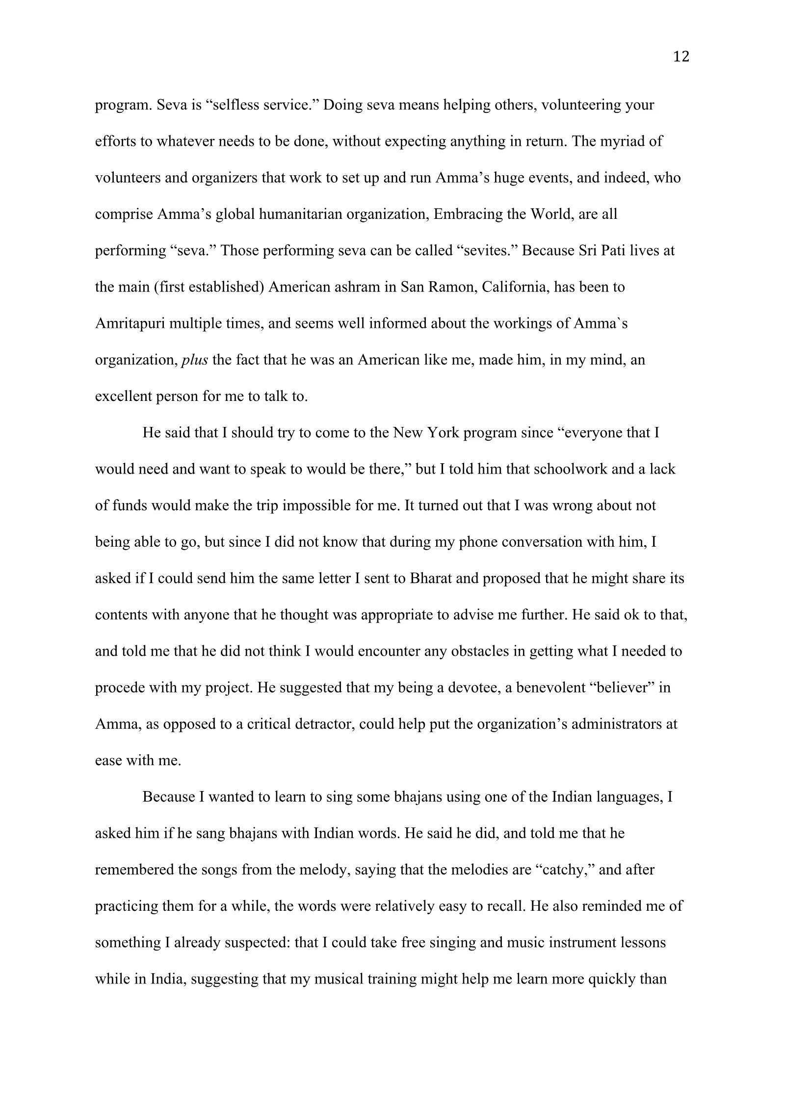 A Study of Bhajan Ensembles at Spiritual Programs of Mata Amritanandamayi Devi (academic paper), page 12 of 77
