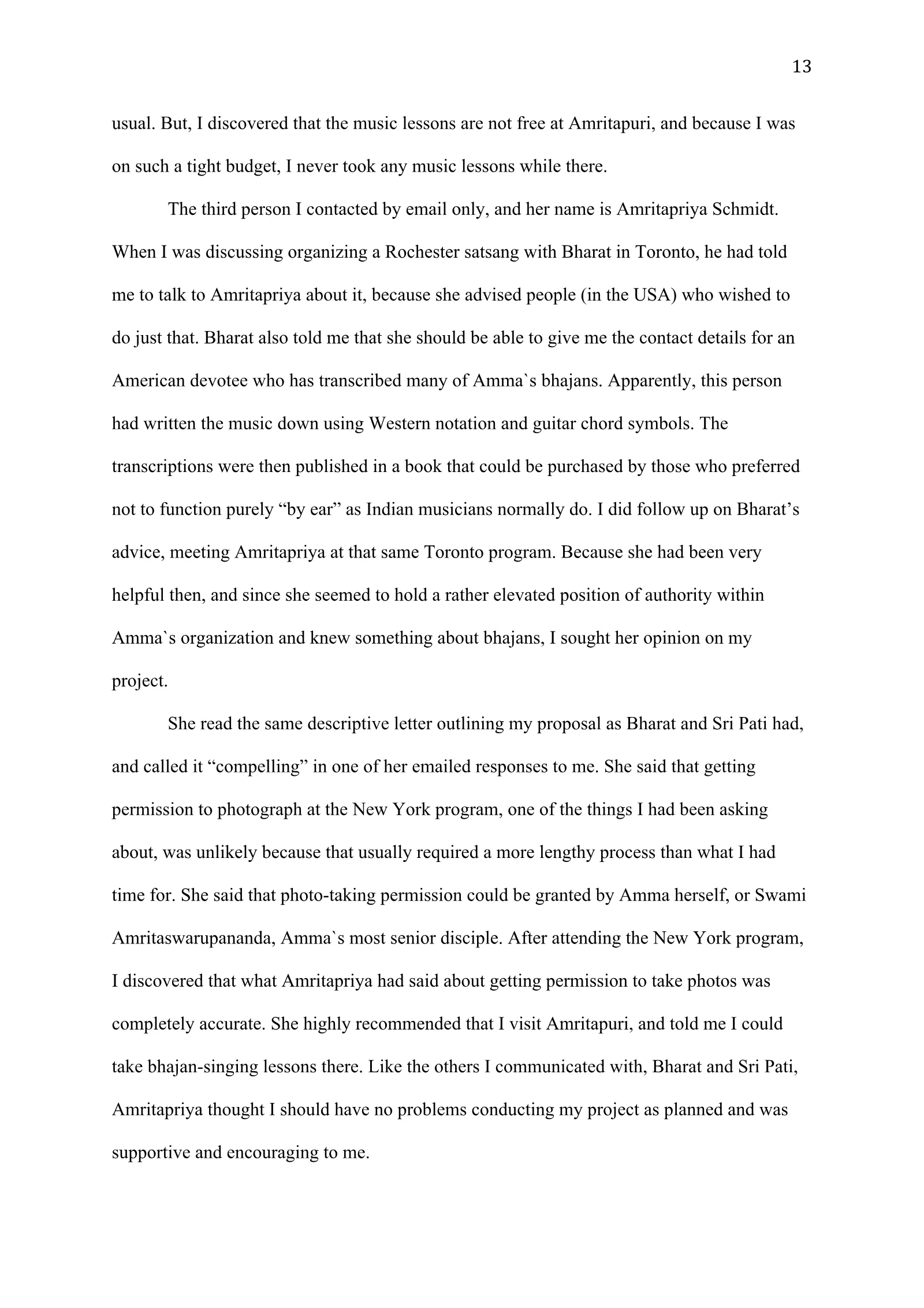 A Study of Bhajan Ensembles at Spiritual Programs of Mata Amritanandamayi Devi (academic paper), page 13 of 77