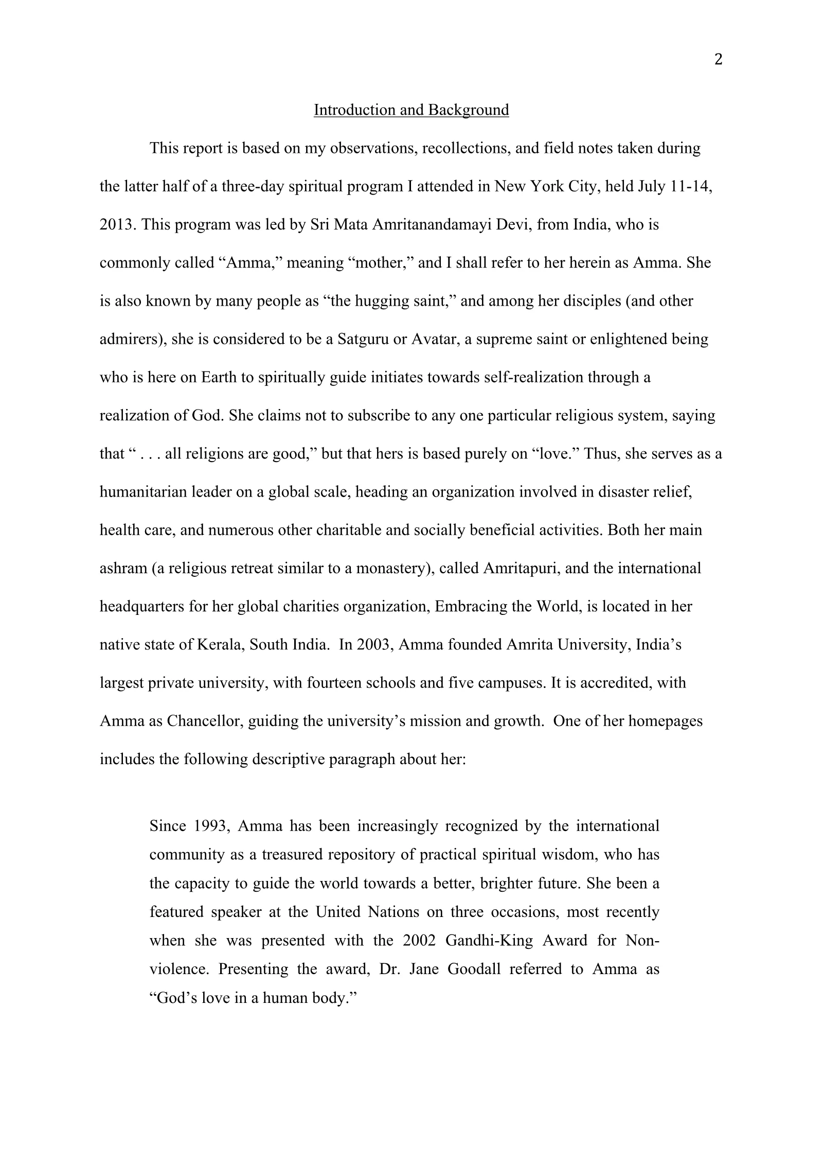 A Study of Bhajan Ensembles at Spiritual Programs of Mata Amritanandamayi Devi (academic paper), page 2 of 77