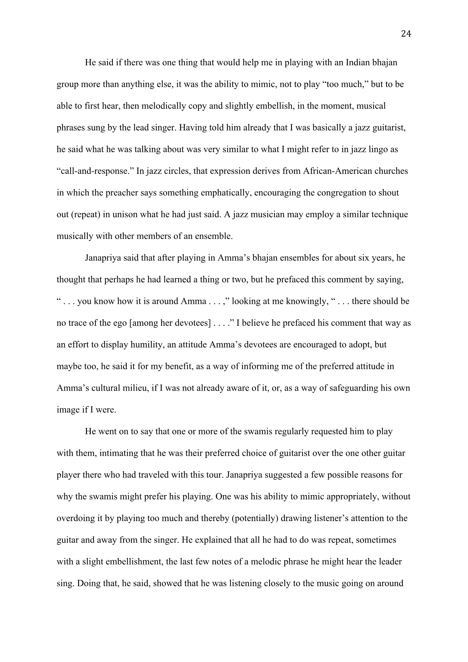A Study of Bhajan Ensembles at Spiritual Programs of Mata Amritanandamayi Devi (academic paper), page 24 of 77