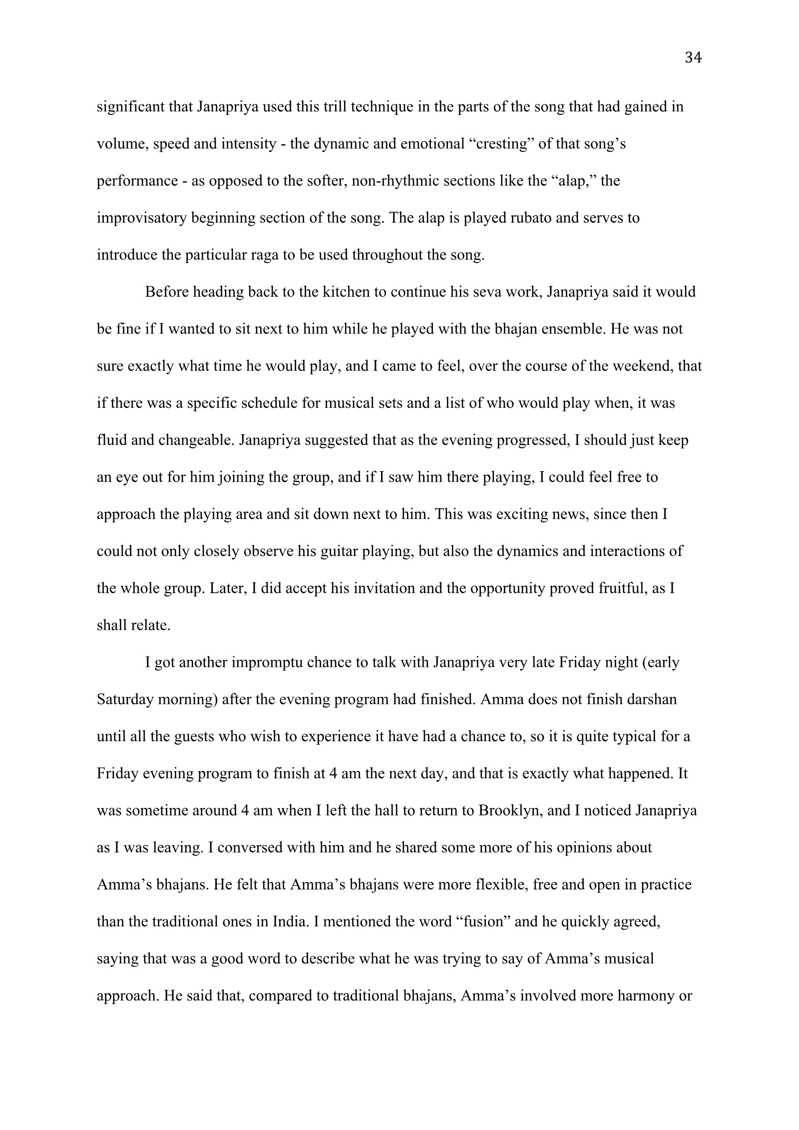 A Study of Bhajan Ensembles at Spiritual Programs of Mata Amritanandamayi Devi (academic paper), page 34 of 77