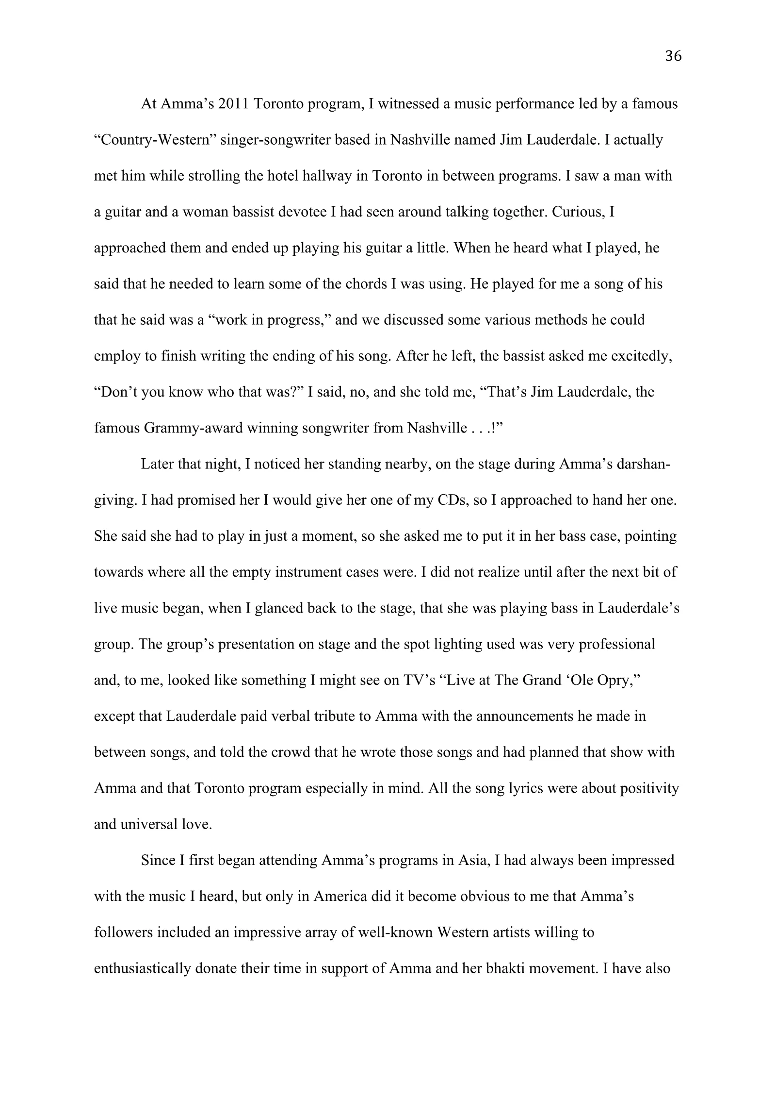A Study of Bhajan Ensembles at Spiritual Programs of Mata Amritanandamayi Devi (academic paper), page 36 of 77