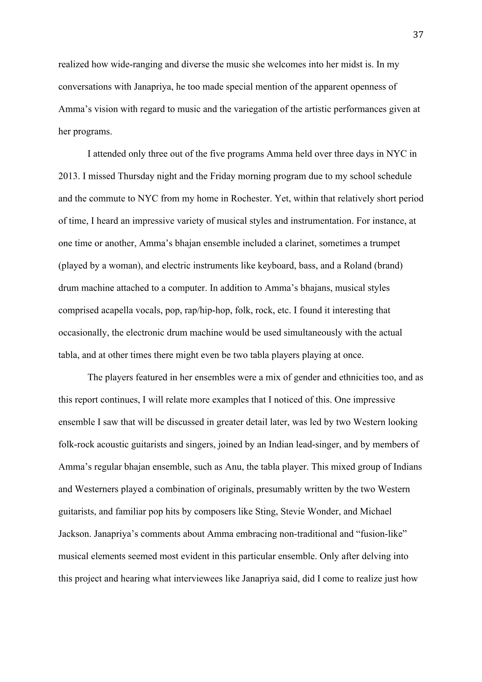 A Study of Bhajan Ensembles at Spiritual Programs of Mata Amritanandamayi Devi (academic paper), page 37 of 77