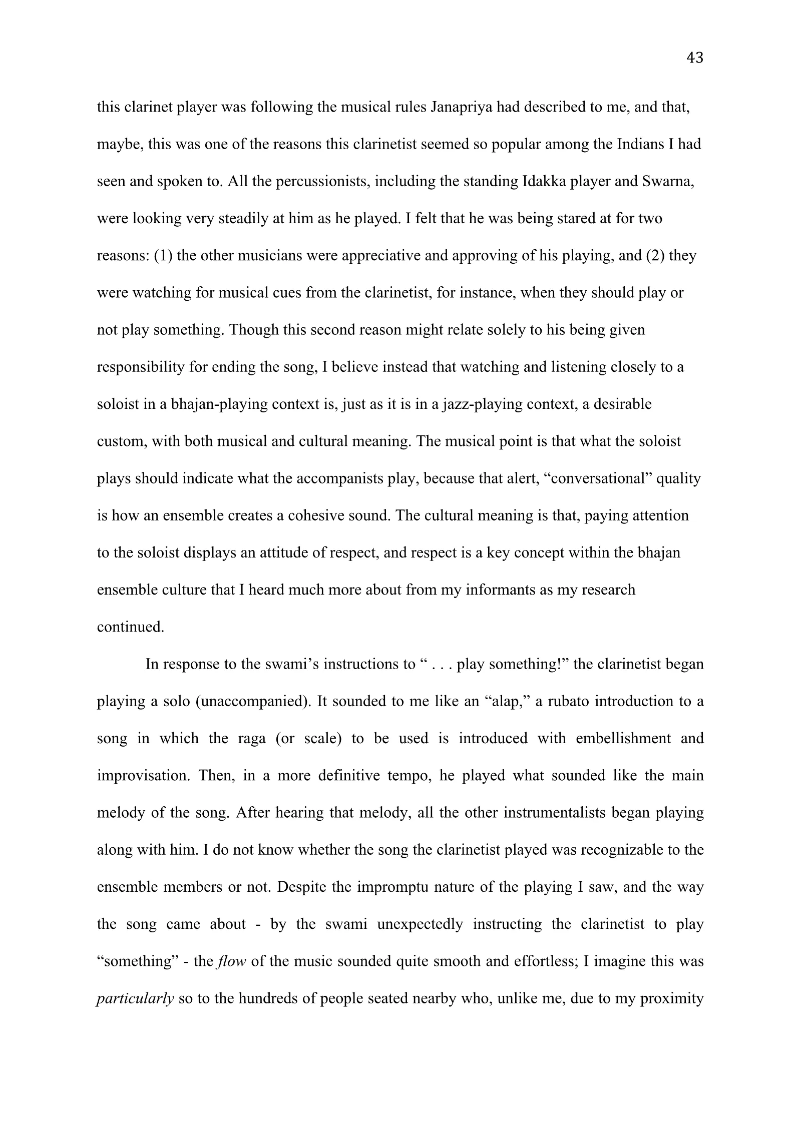 A Study of Bhajan Ensembles at Spiritual Programs of Mata Amritanandamayi Devi (academic paper), page 43 of 77