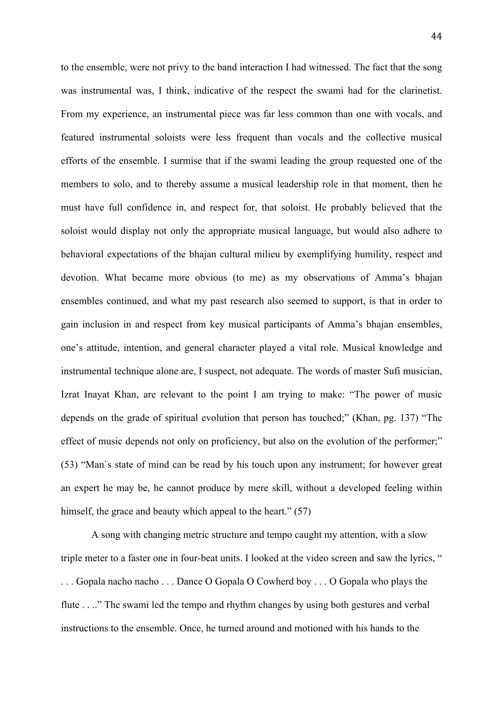 A Study of Bhajan Ensembles at Spiritual Programs of Mata Amritanandamayi Devi (academic paper), page 44 of 77