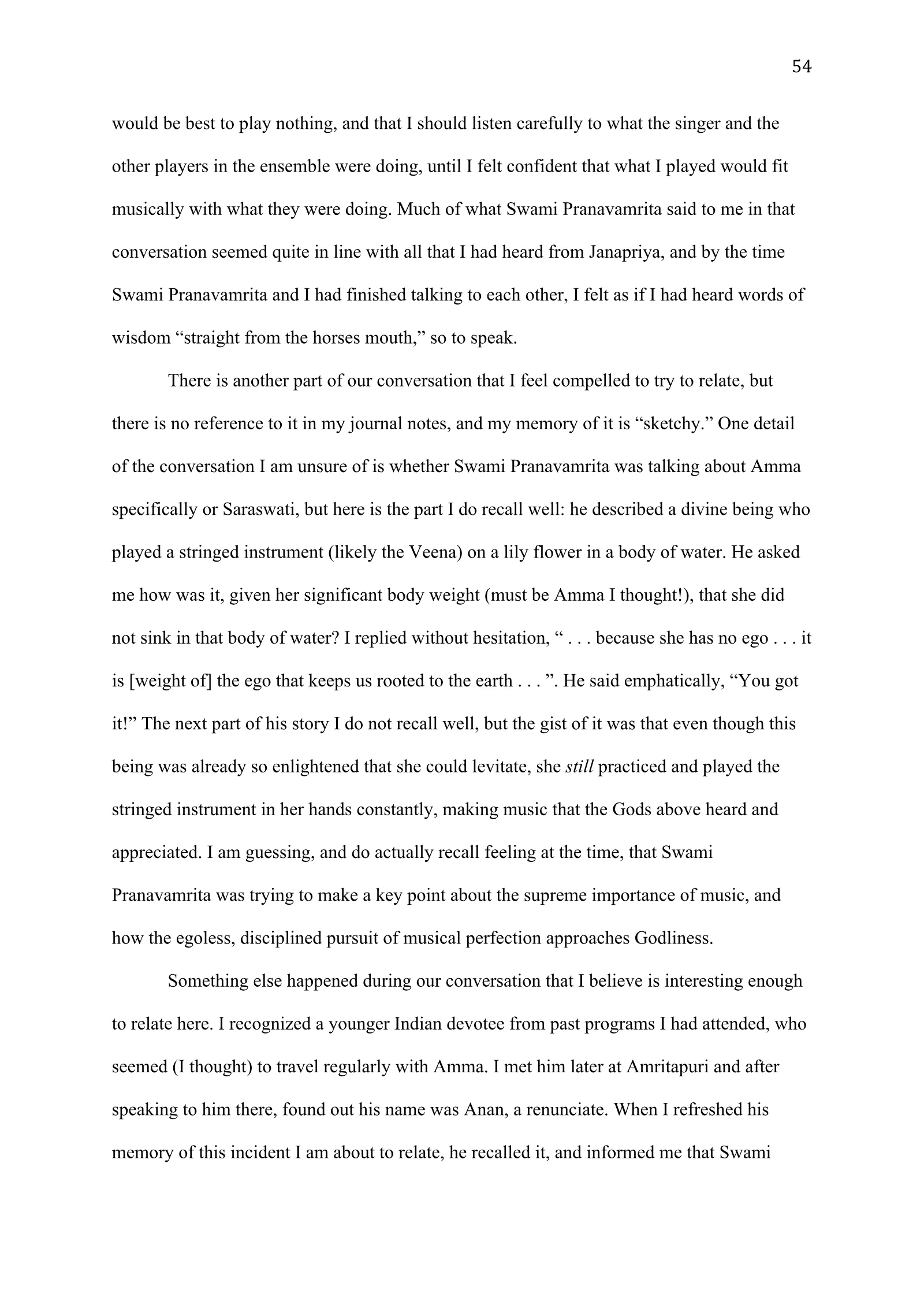 A Study of Bhajan Ensembles at Spiritual Programs of Mata Amritanandamayi Devi (academic paper), page 54 of 77