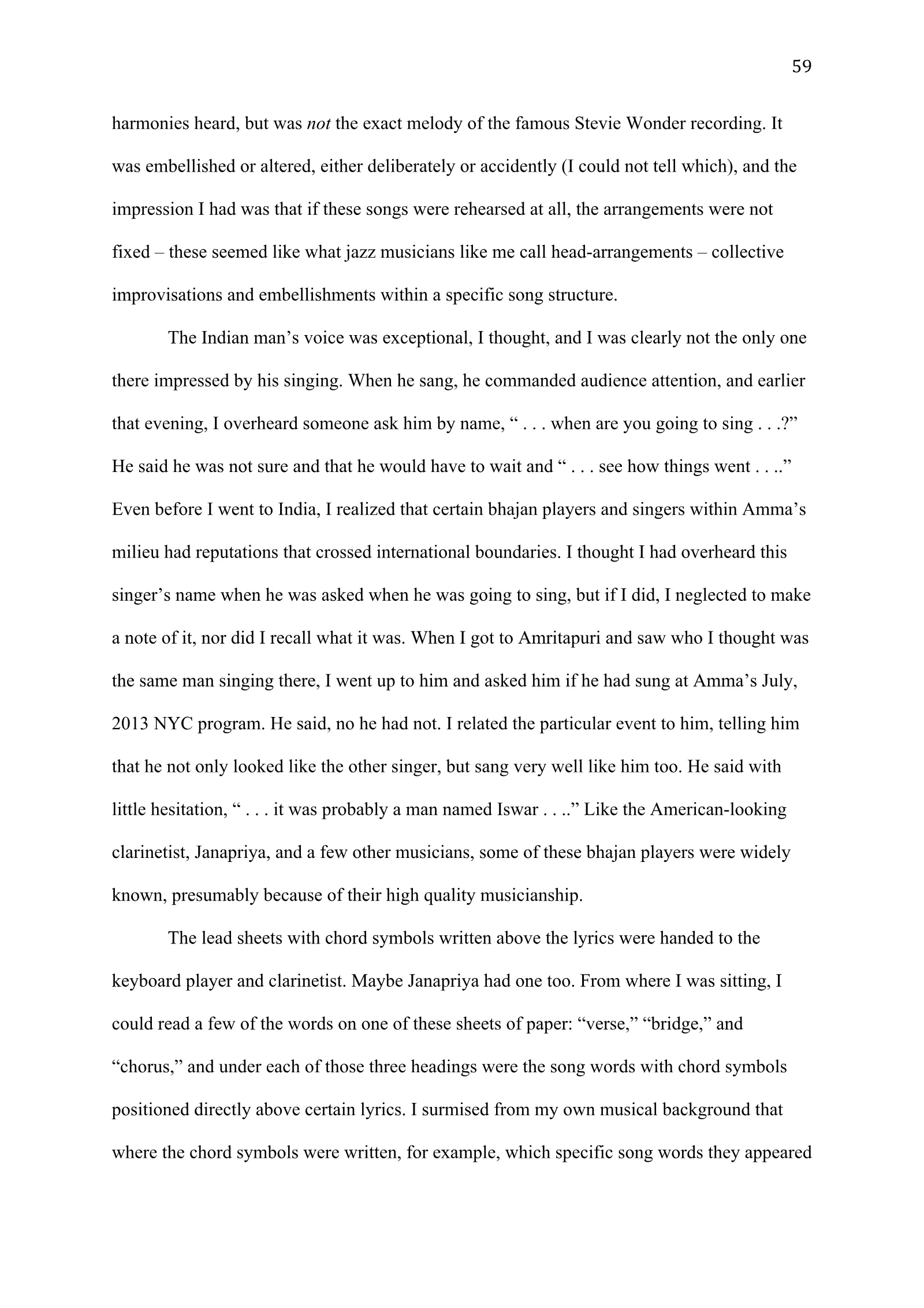A Study of Bhajan Ensembles at Spiritual Programs of Mata Amritanandamayi Devi (academic paper), page 59 of 77