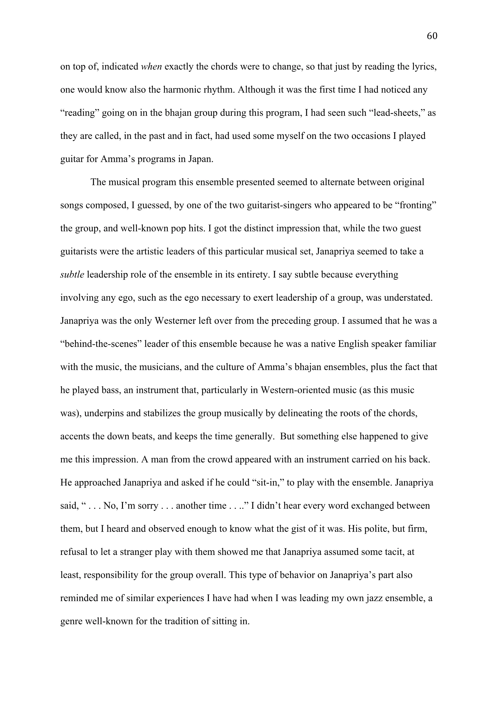 A Study of Bhajan Ensembles at Spiritual Programs of Mata Amritanandamayi Devi (academic paper), page 60 of 77