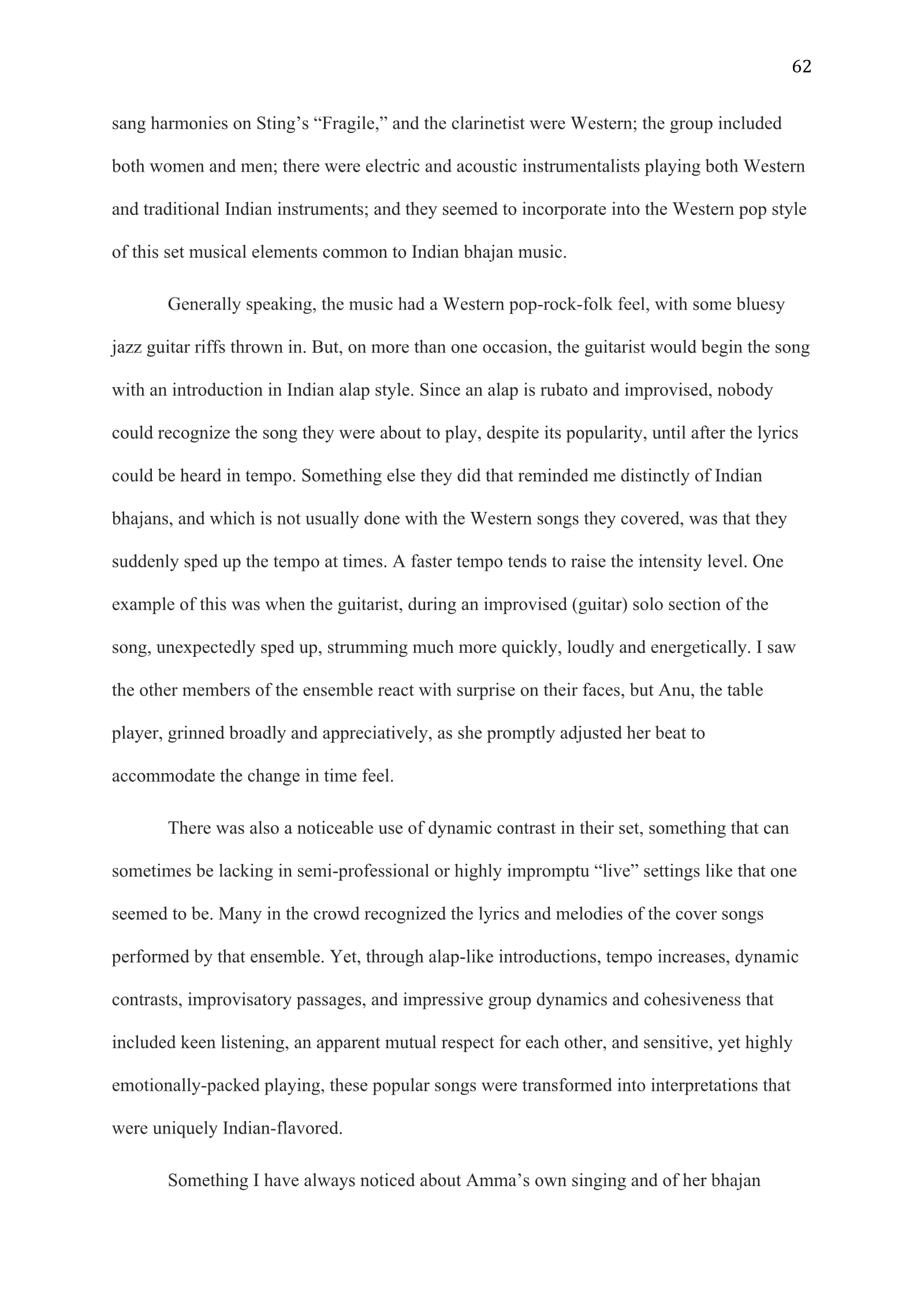 A Study of Bhajan Ensembles at Spiritual Programs of Mata Amritanandamayi Devi (academic paper), page 62 of 77