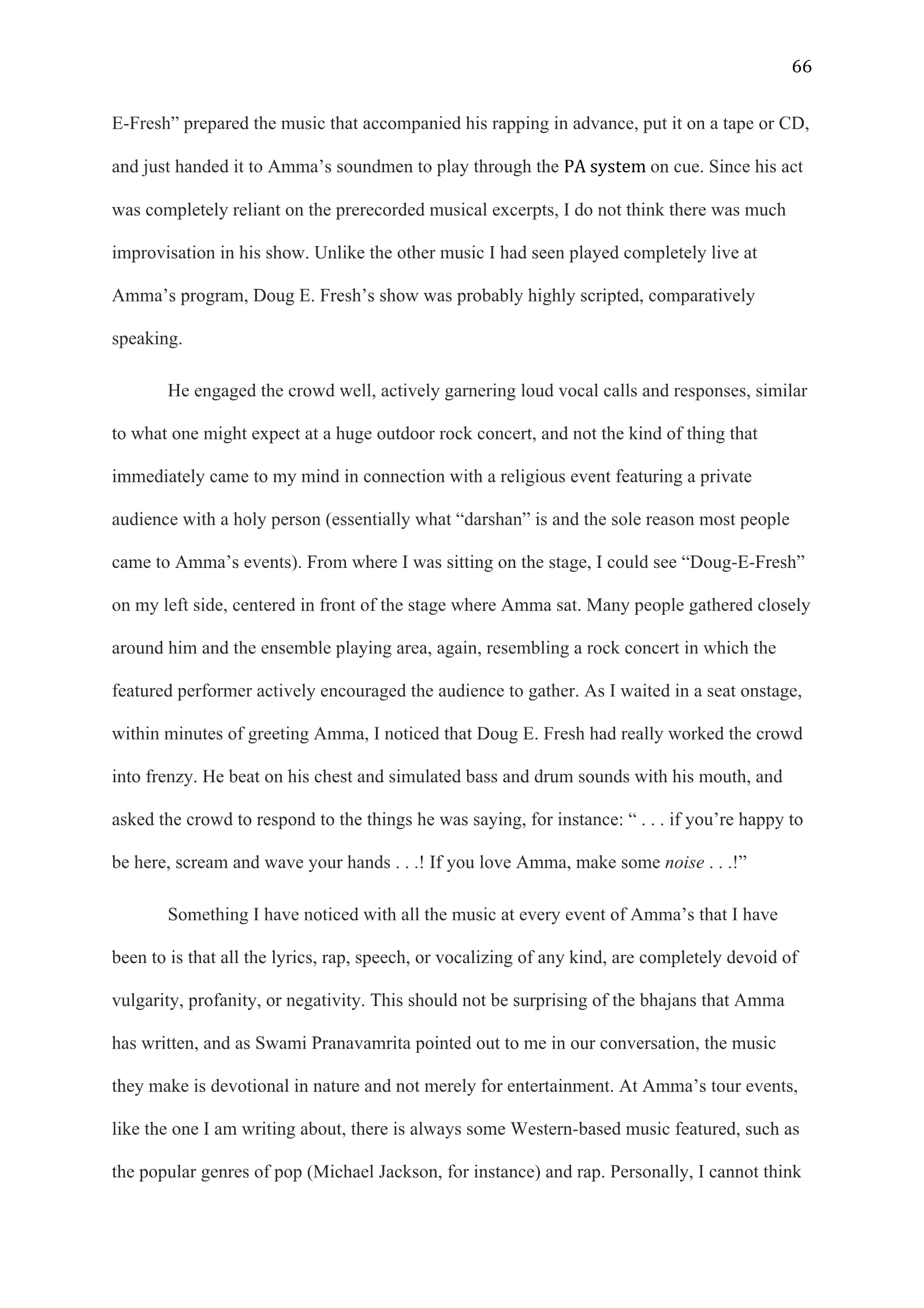 A Study of Bhajan Ensembles at Spiritual Programs of Mata Amritanandamayi Devi (academic paper), page 66 of 77