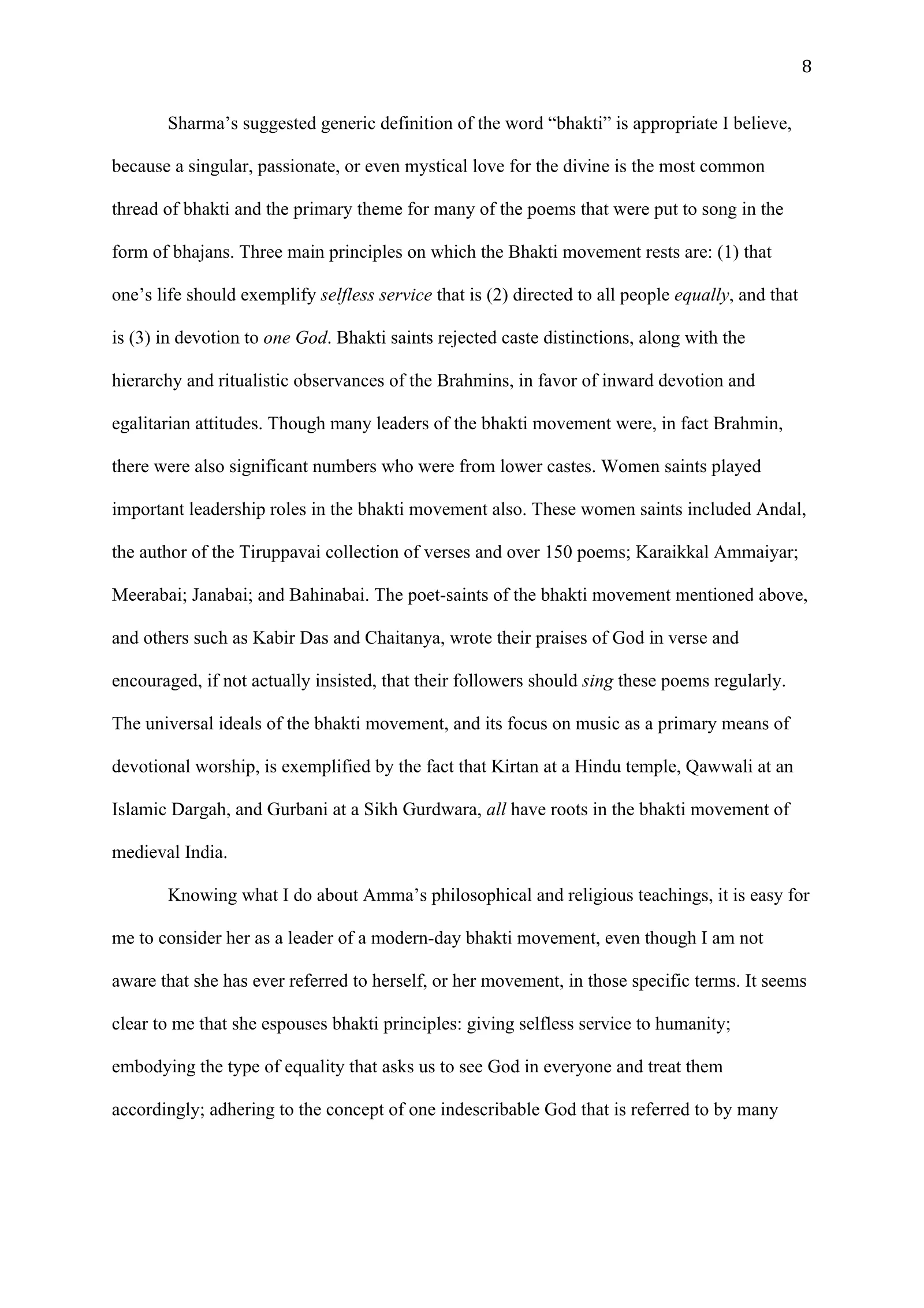 A Study of Bhajan Ensembles at Spiritual Programs of Mata Amritanandamayi Devi (academic paper), page 8 of 77