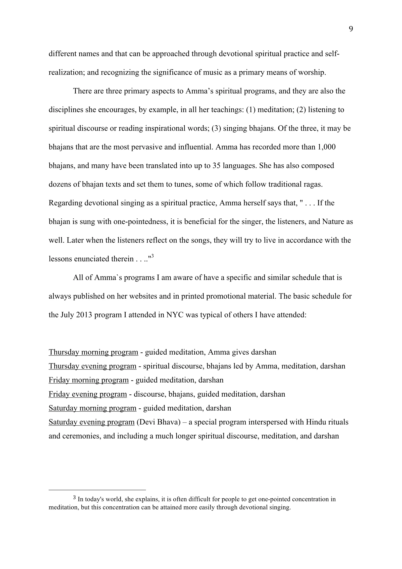 A Study of Bhajan Ensembles at Spiritual Programs of Mata Amritanandamayi Devi (academic paper), page 9 of 77