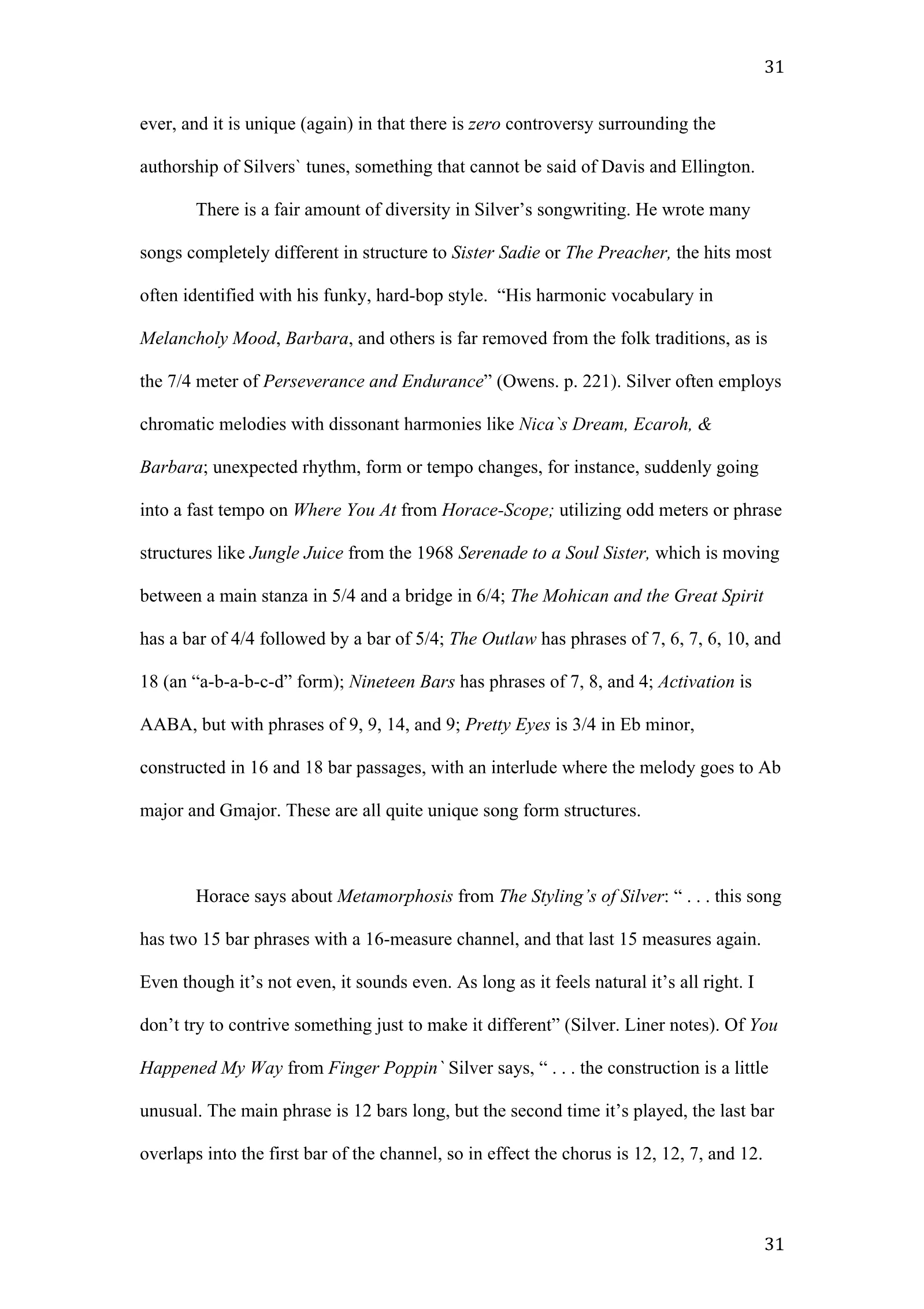 Horace Silver: A New Definition of Greatness (academic paper), page 31 of 41