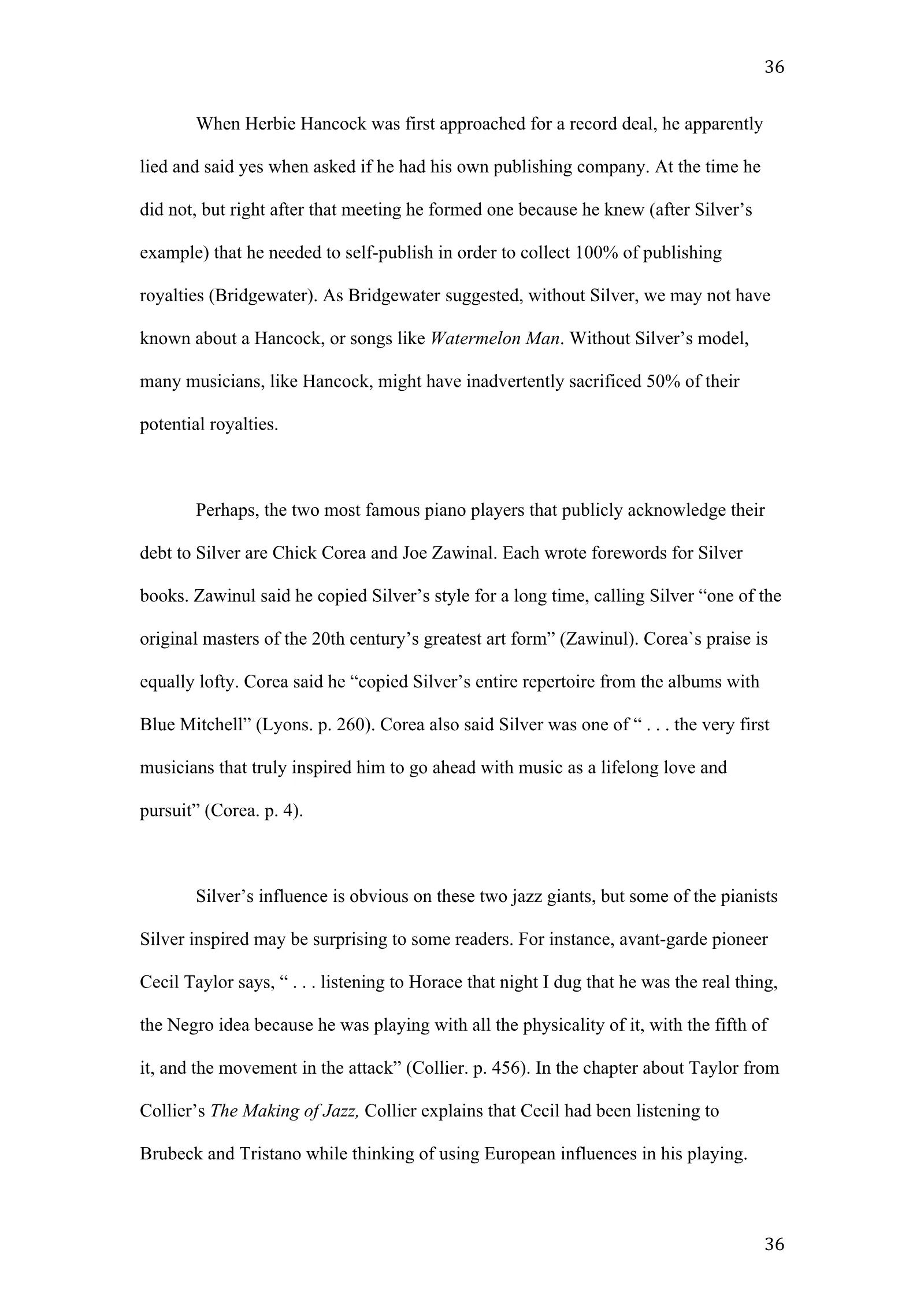 Horace Silver: A New Definition of Greatness (academic paper), page 36 of 41