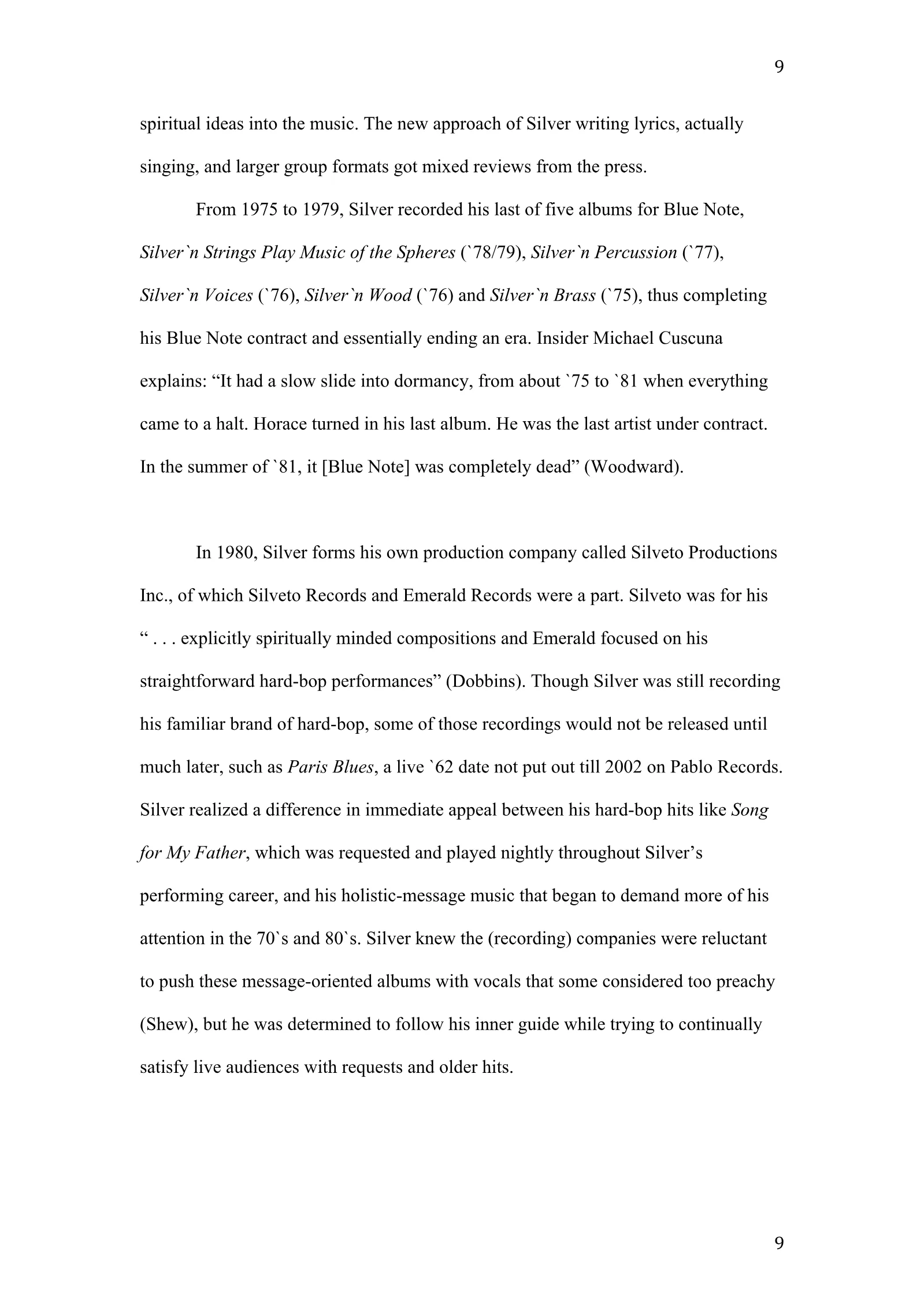 Horace Silver: A New Definition of Greatness (academic paper), page 9 of 41