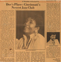 "Cincinnati's Newest Jazz Club": newspaper advertisement for Doc's Place