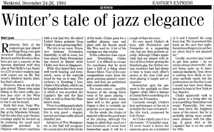Winter's tale of jazz elegance (CD review)
