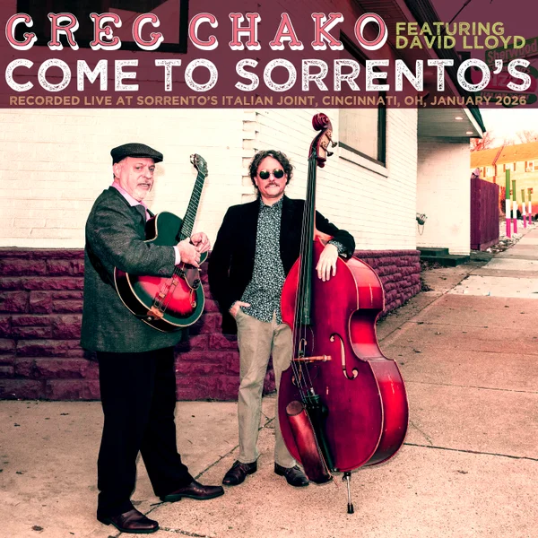 Come to Sorrento's poster: Greg Chako with guitar and David Lloyd with upright bass